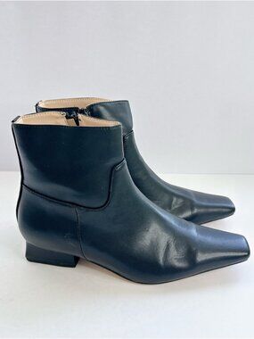 Used Womens Size 8 Boots Square Toe Side Zipper Ankle Boot Block FOWT
